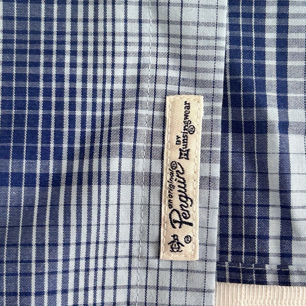 Penguin by Munsingwear Blue XL Classic Fit Shirt Button Plaid Vintage - Picture 5 of 7